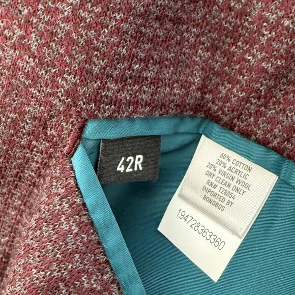 Bonobos Jetsetter / Unconstructed Wool Blazer in Burgundy | Men's 42R - Picture 5 of 5